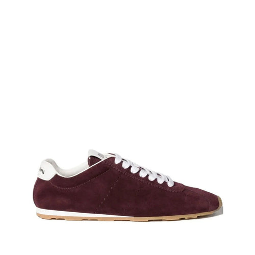 Miu Miu Plume Suede Sneakers - Burgundy