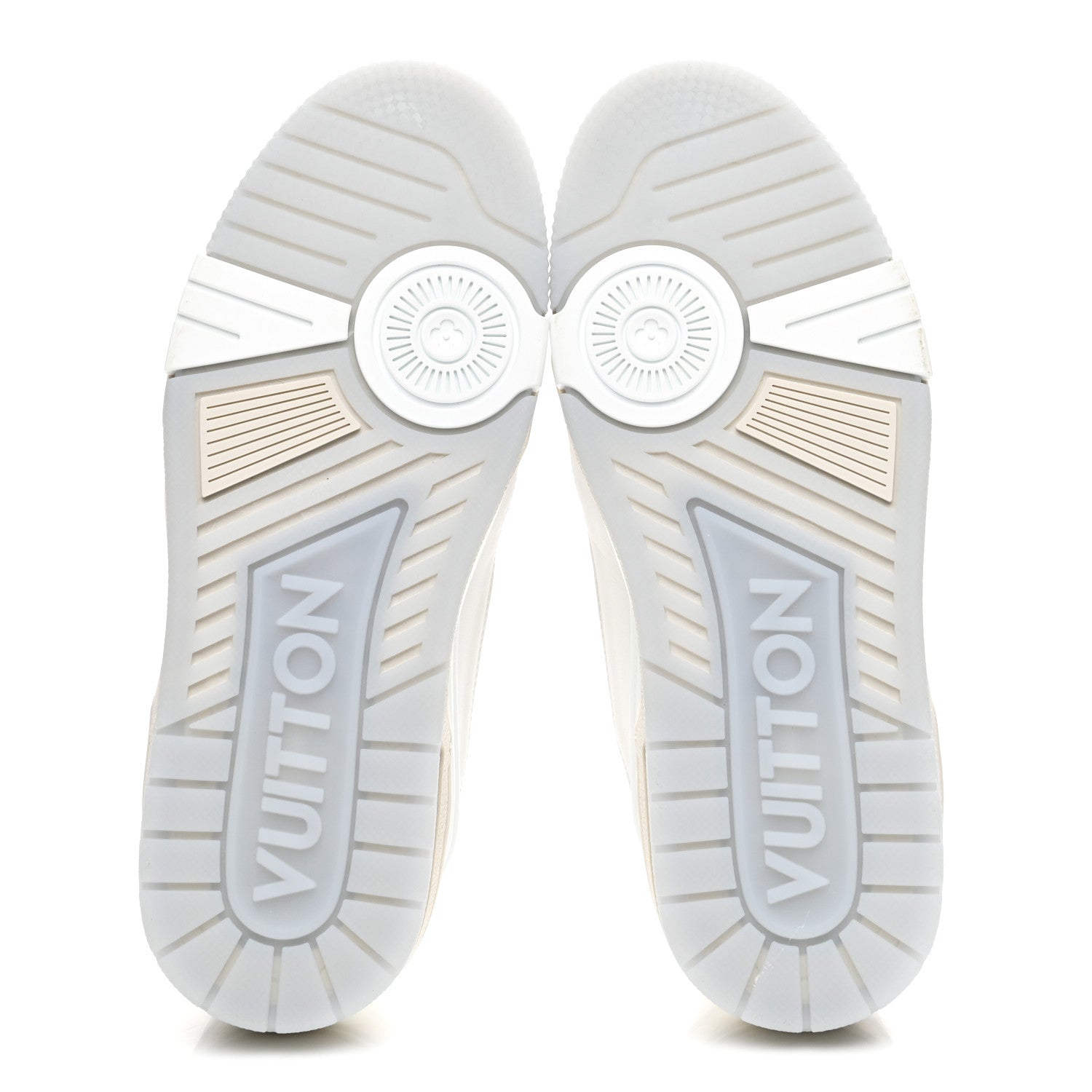 GRAINED CALFSKIN WOMENS LV TRAINER SNEAKERS WHITE