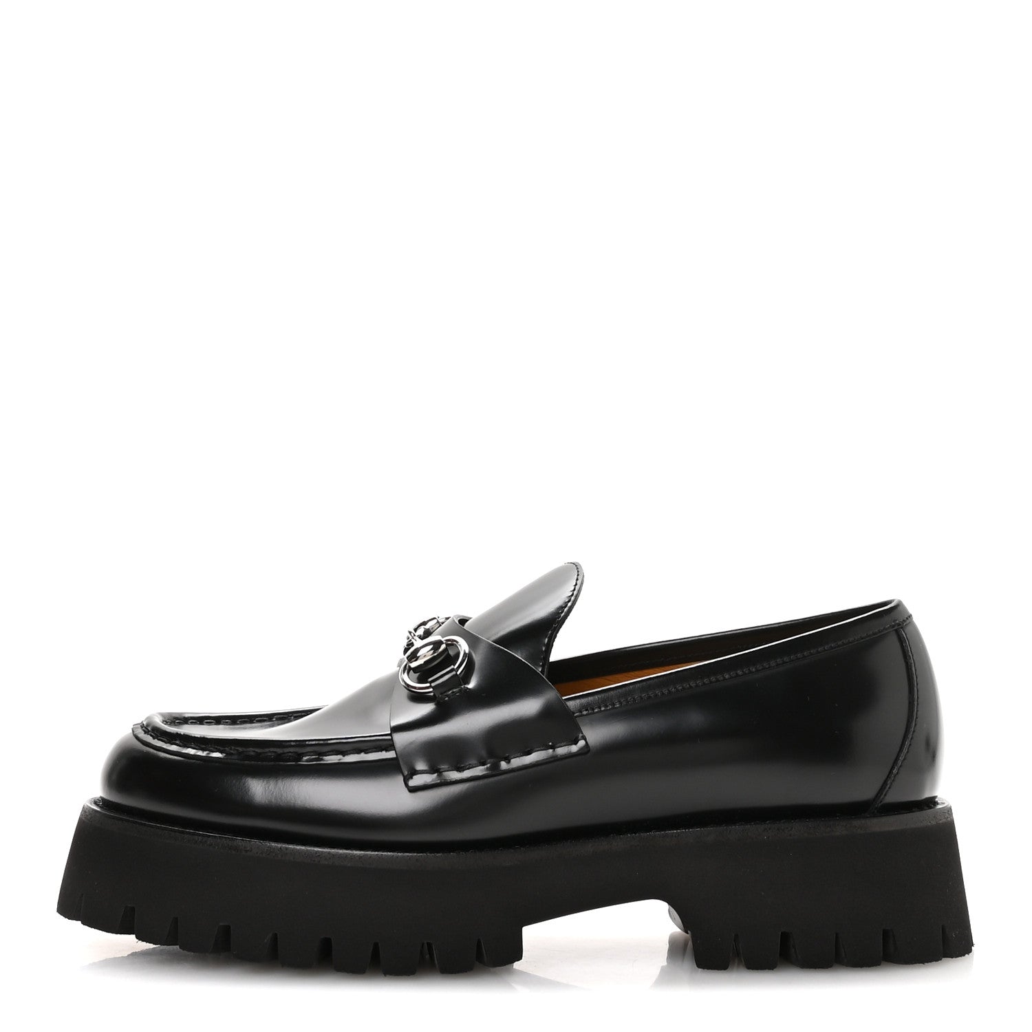 CORDOVAN LUX WOMENS HORSEBIT 45MM PLATFORM LOAFERS BLACK