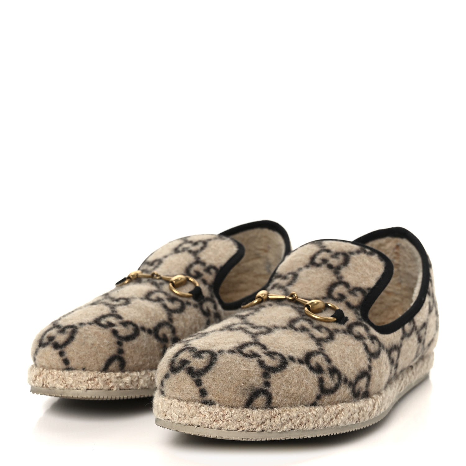 COVERED WOOL GG MONOGRAM MENS FRIA HORSEBIT LOAFERS BEIGE EBONY BLACK BUTTERSCOTCH