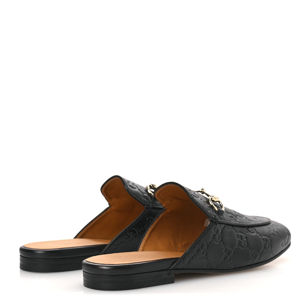 GLAMOUR CALFSKIN GUCCISSIMA WOMENS PRINCETOWN SLIPPERS BLACK