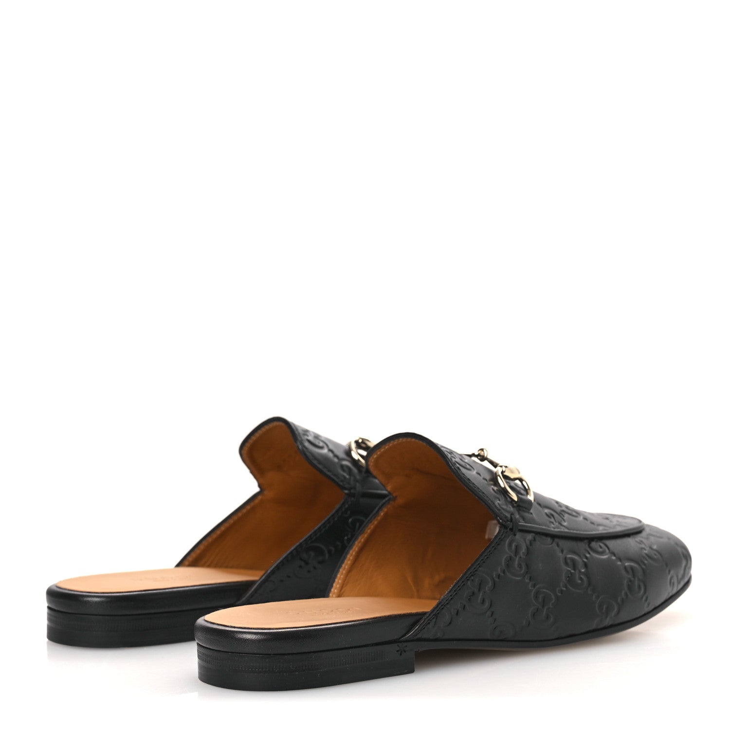 GLAMOUR CALFSKIN GUCCISSIMA WOMENS PRINCETOWN SLIPPERS BLACK