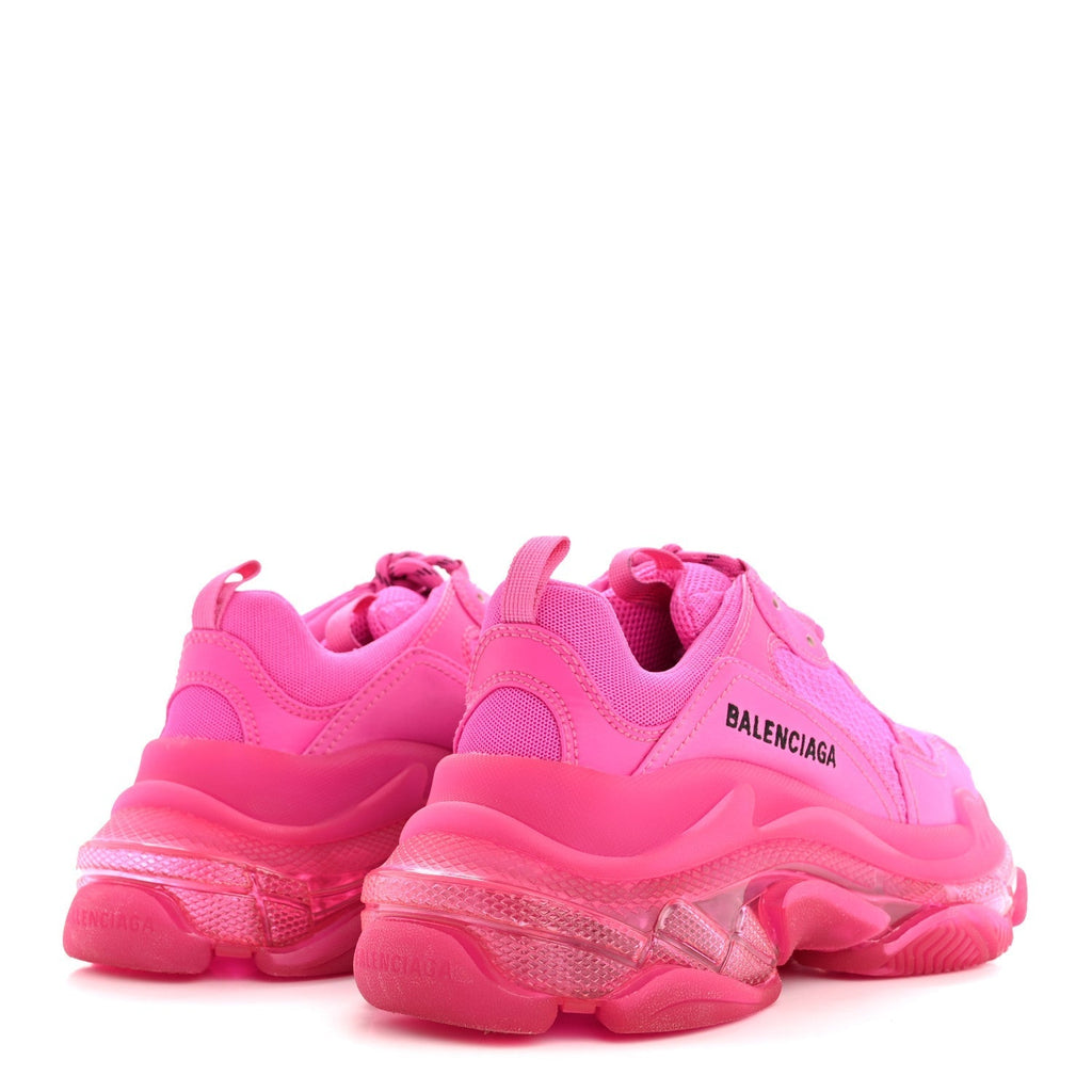 FABRIC MESH CLEAR SOLE FLUO WOMENS TRIPLE S SNEAKERS PINK