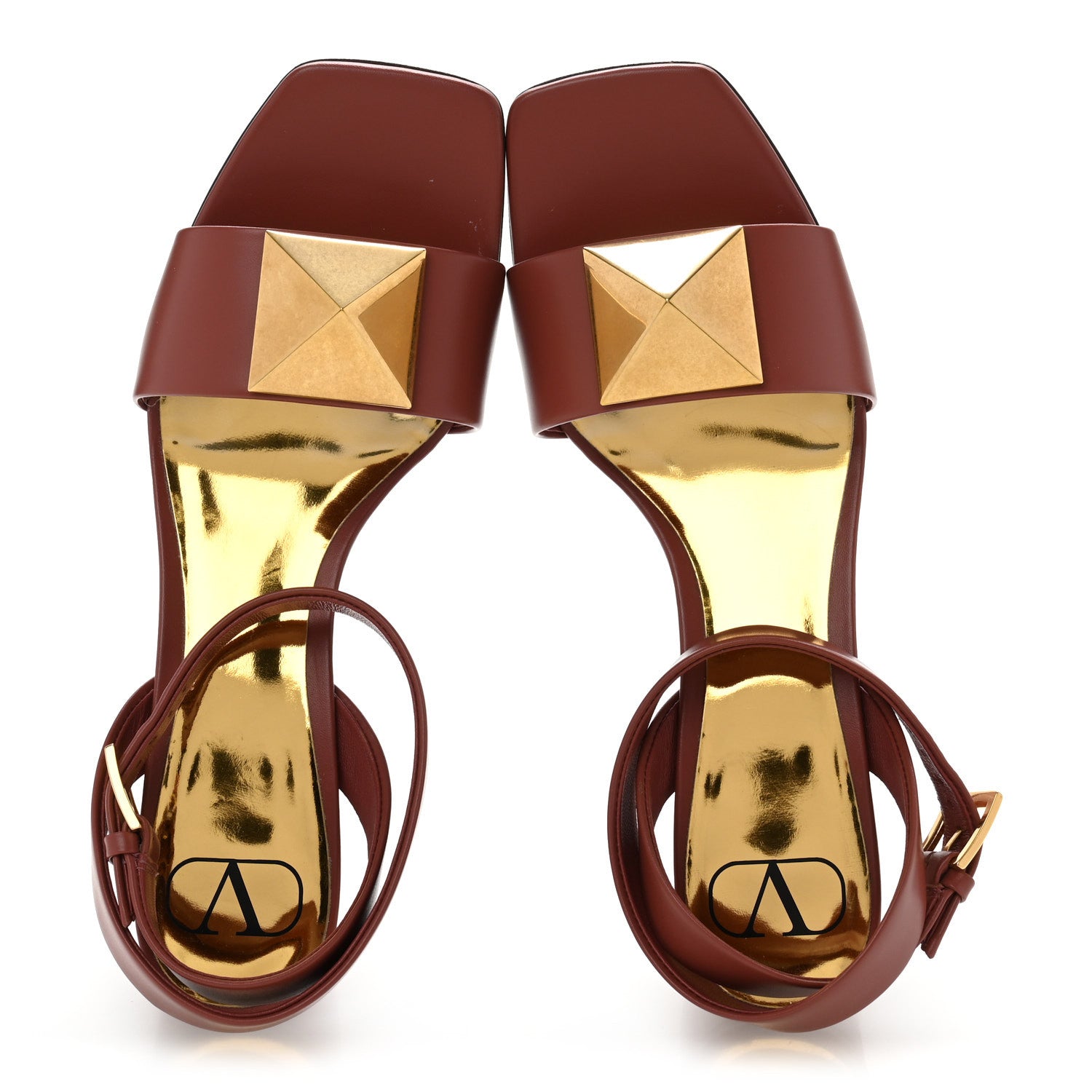 CALFSKIN ONE STUD ANKLE STRAP 60MM SANDALS GINGERBREAD