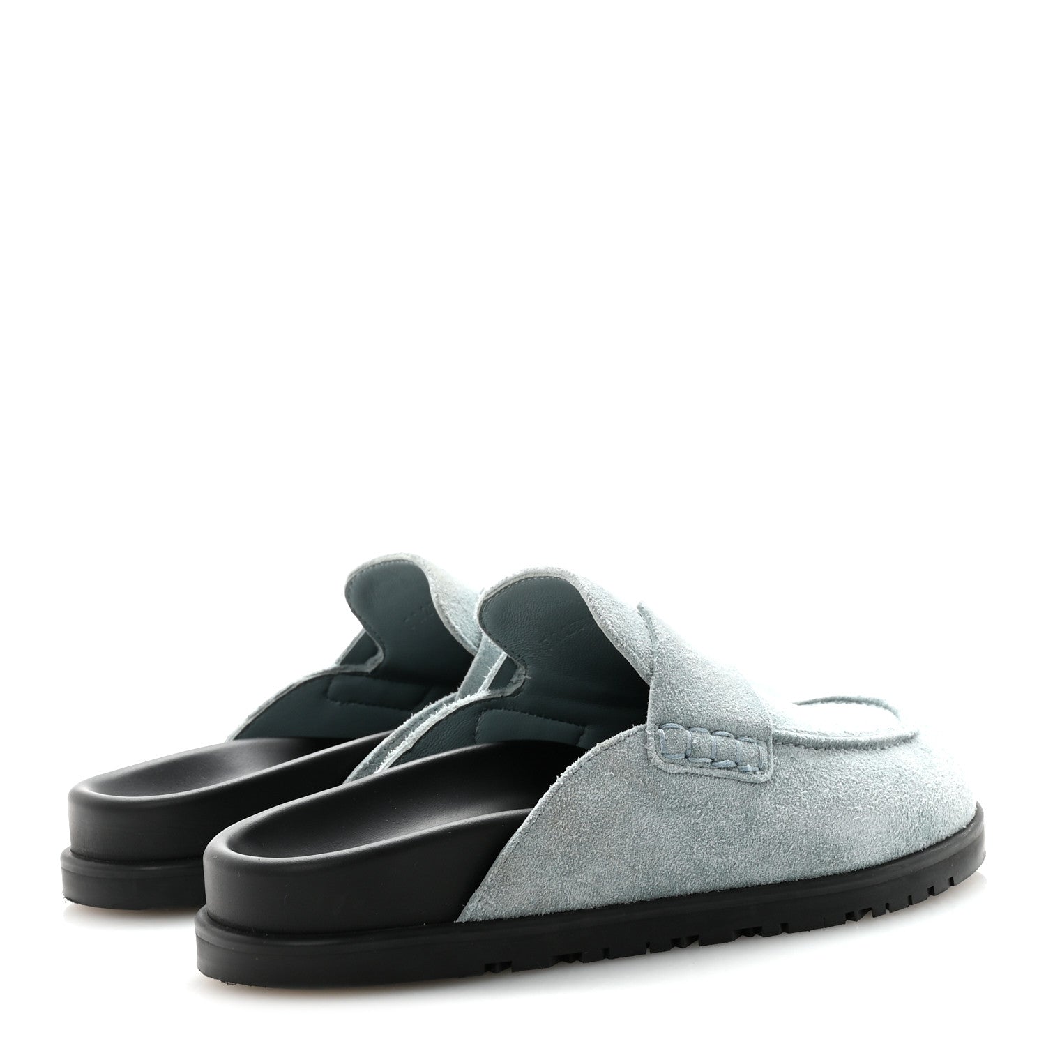 SUEDE CALFSKIN WOMENS GO MULES BLEU PINEDE