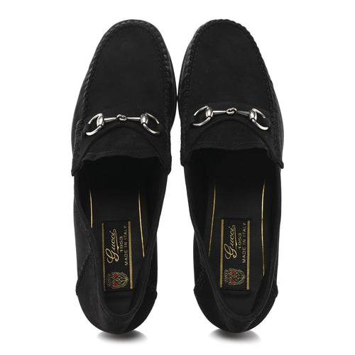 SUEDE CALFSKIN WOMENS 1953 HORSEBIT LOAFERS BLACK