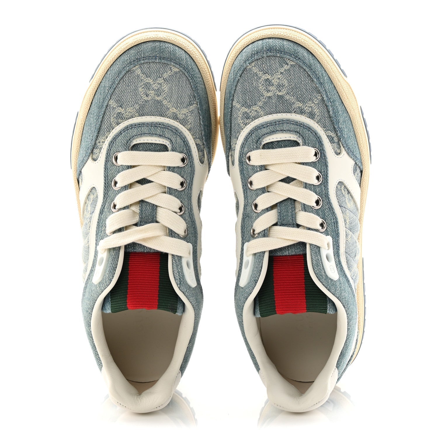 DENIM GG MONOGRAM WOMENS RE-WEB SNEAKERS LIGHT BLUE