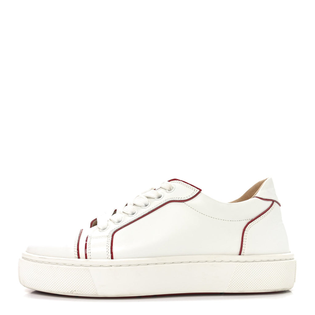 CALFSKIN PATENT VIEIRISSIMA FLAT SNEAKERS WHITE LOUBI