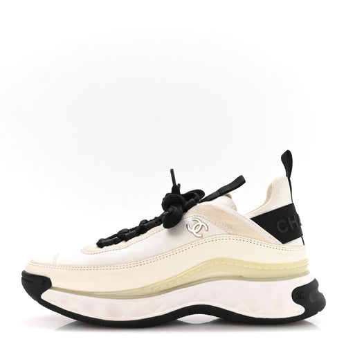 VELVET CALFSKIN MIXED FIBERS CC SNEAKERS IVORY BLACK