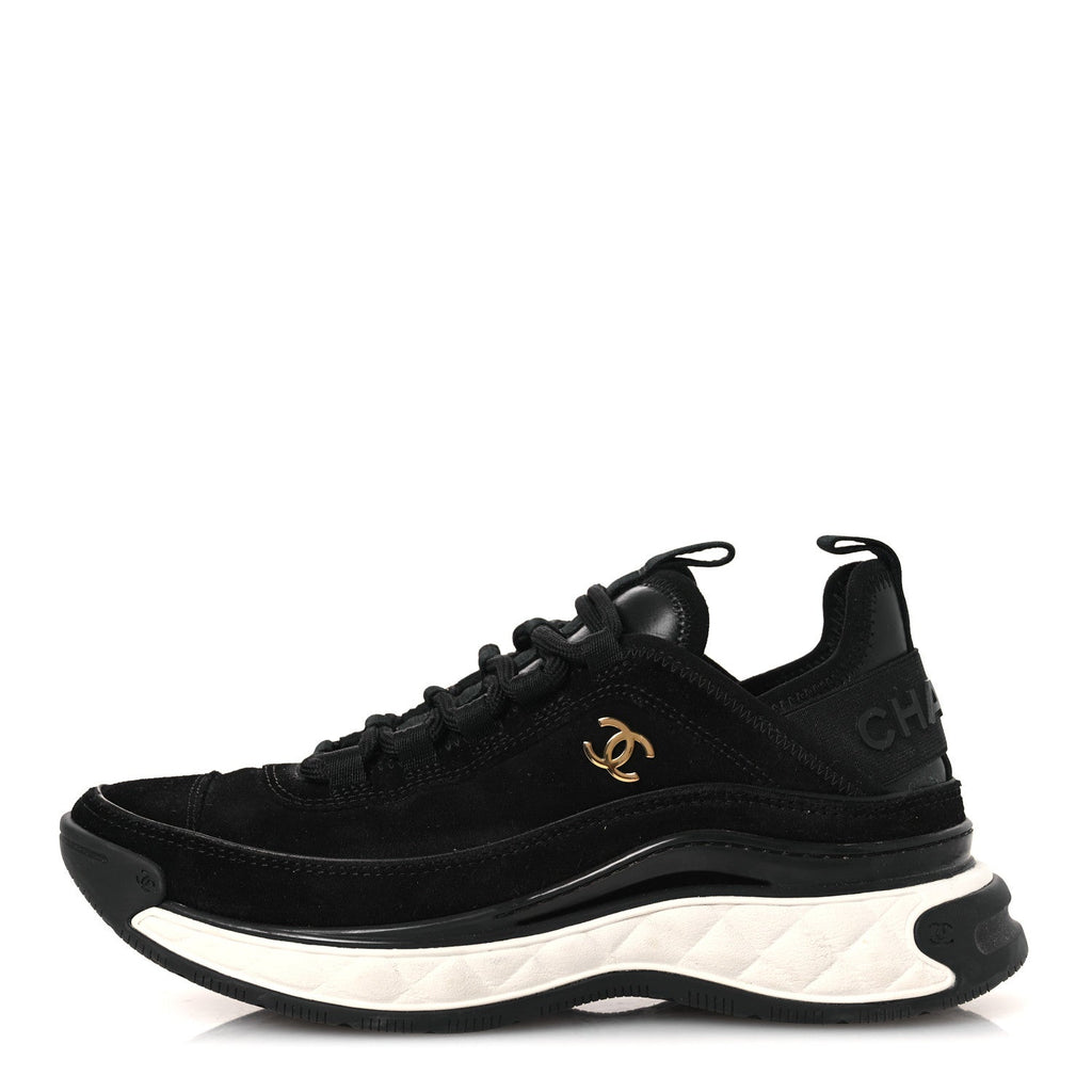 SUEDE CALFSKIN NYLON GROSGRAIN CC SNEAKERS BLACK