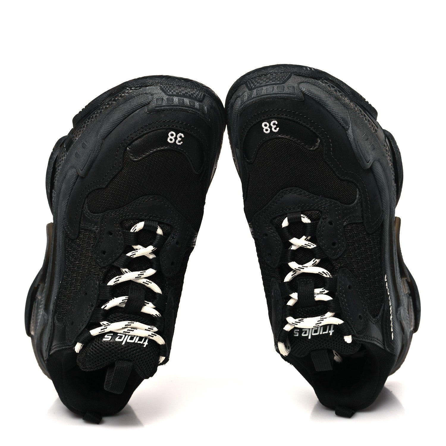 FABRIC MESH CLEAR SOLE WOMENS TRIPLE S SNEAKERS BLACK