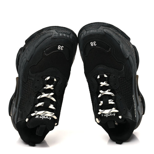 FABRIC MESH CLEAR SOLE WOMENS TRIPLE S SNEAKERS BLACK