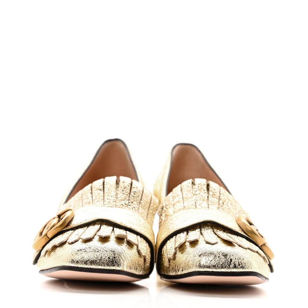 GALASSIA GG MARMONT FRINGE 50MM LOAFER PUMPS PLATINO