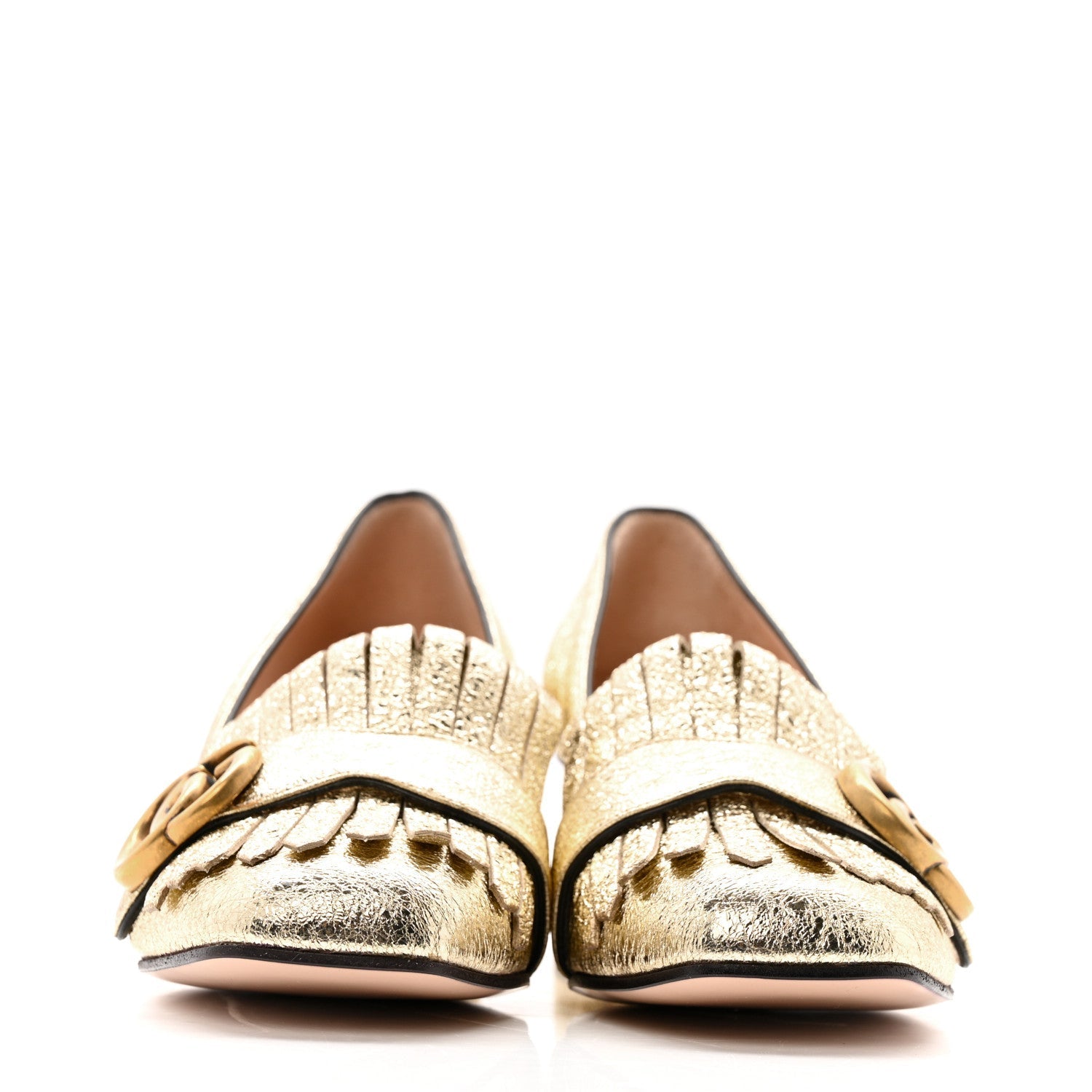 GALASSIA GG MARMONT FRINGE 50MM LOAFER PUMPS PLATINO