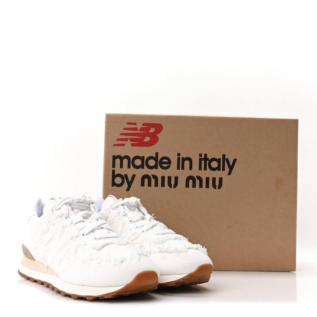 X NEW BALANCE DENIM MARMORIZZATO 574 SNEAKERS WHITE