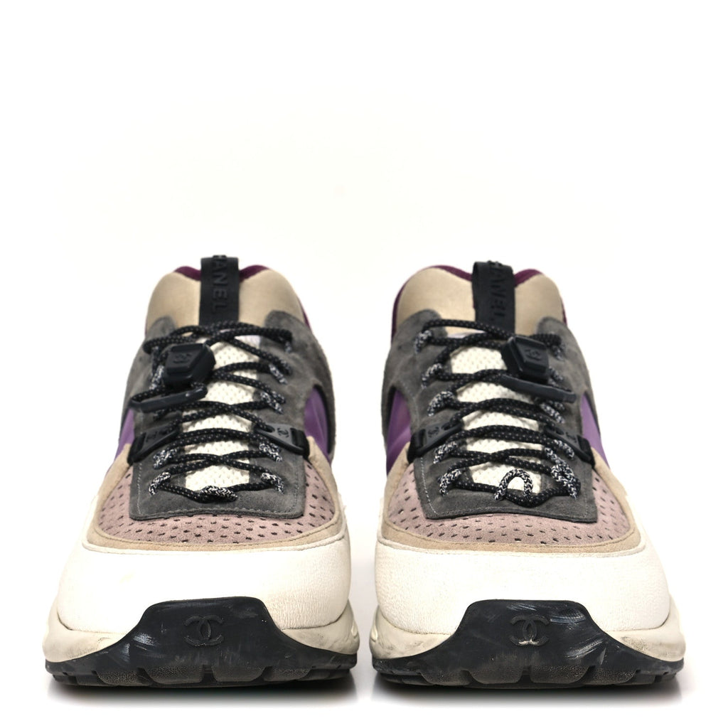 FABRIC SUEDE CALFSKIN MESH WOMENS CC SNEAKERS WHITE GREY PURPLE