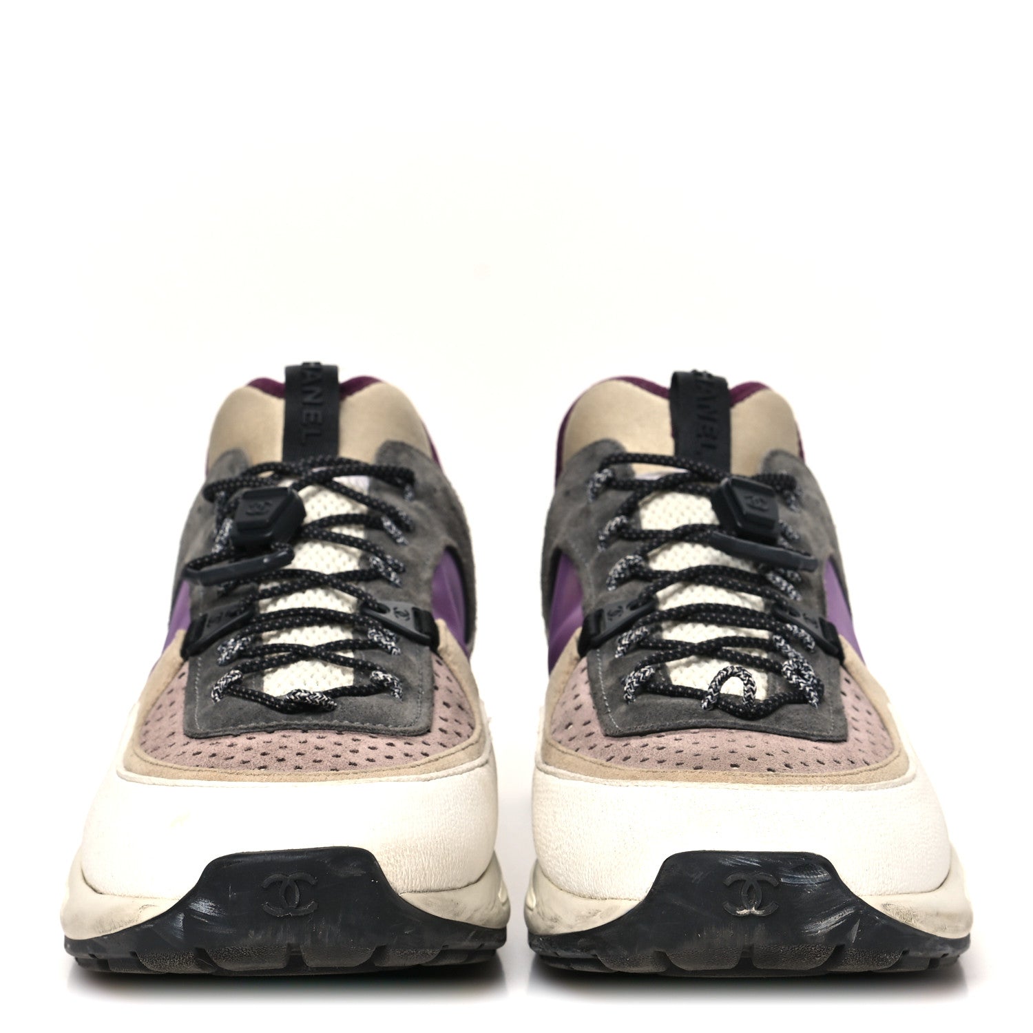 FABRIC SUEDE CALFSKIN MESH WOMENS CC SNEAKERS WHITE GREY PURPLE