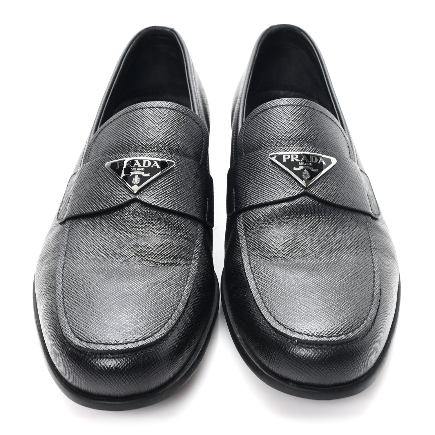 SAFFIANO MENS TRIANGLE LOAFERS BLACK