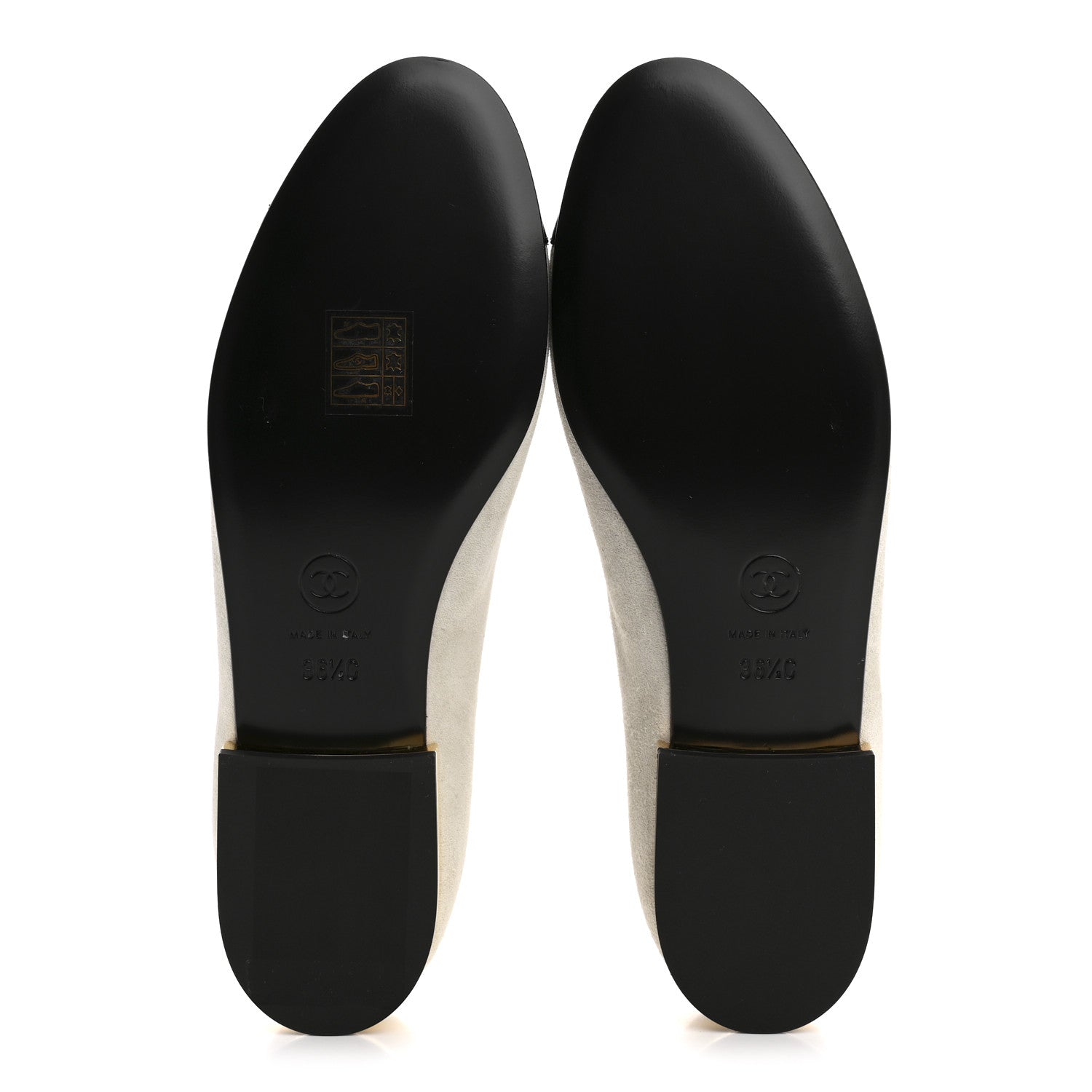 SUEDE CALFSKIN PATENT CALFSKIN CAP TOE CC MARY JANE FLATS LIGHT GRAY BLACK