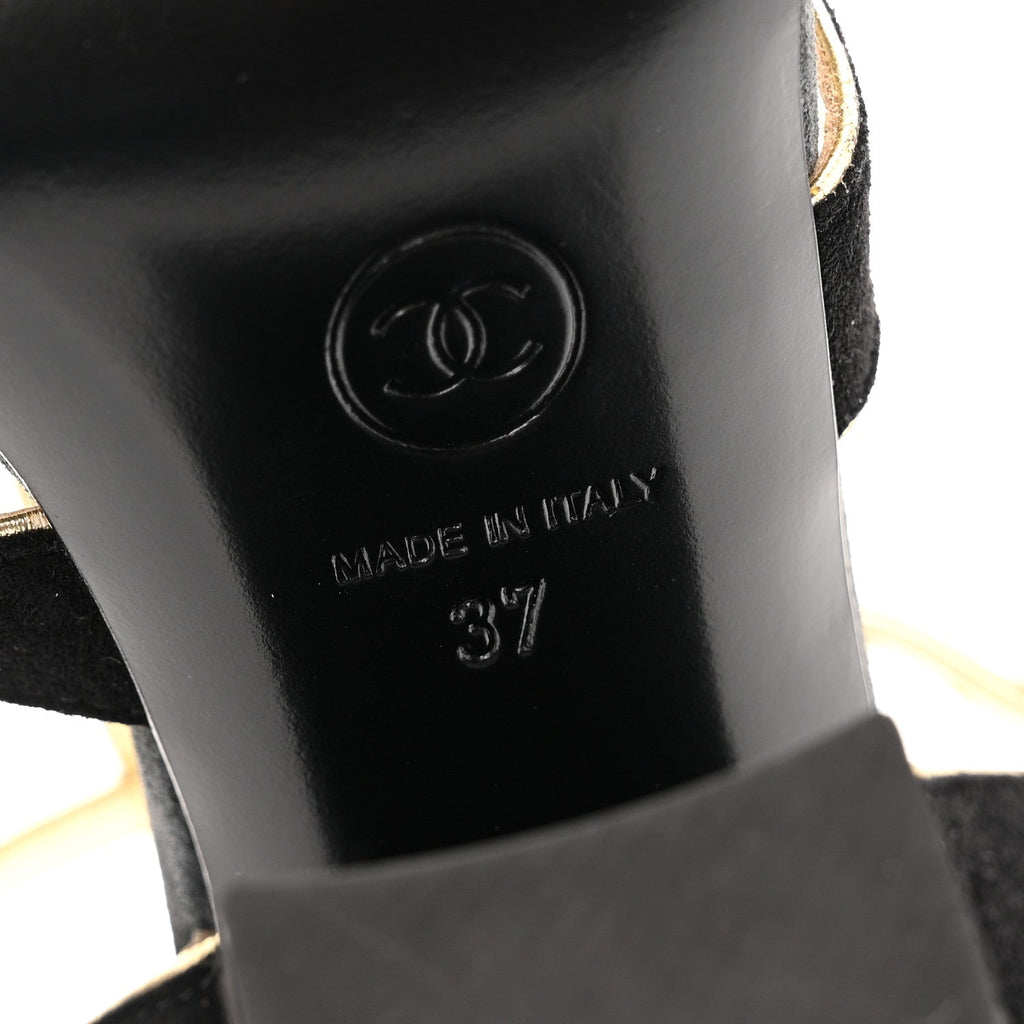 SUEDE CALFSKIN PEEP TOE ANKLE STRAP PUMPS BLACK GREY