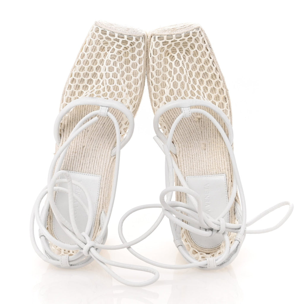 MESH LAMBSKIN SPORTY WEB STRETCH ANKLE TIE ESPADRILLES OPTIC WHITE