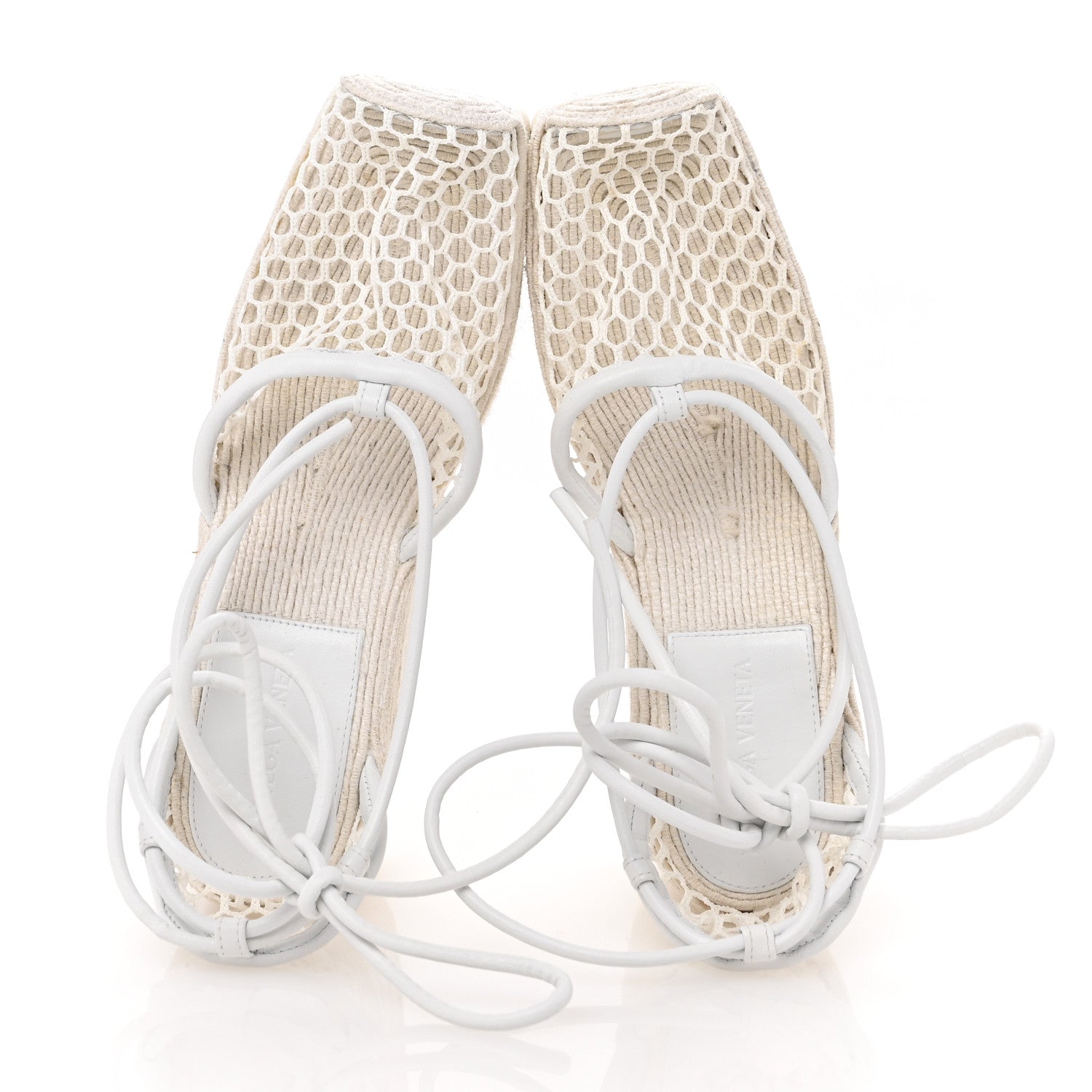 MESH LAMBSKIN SPORTY WEB STRETCH ANKLE TIE ESPADRILLES OPTIC WHITE
