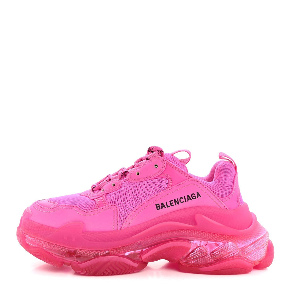 FABRIC MESH CLEAR SOLE FLUO WOMENS TRIPLE S SNEAKERS PINK