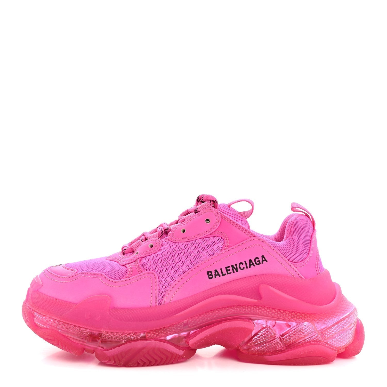 FABRIC MESH CLEAR SOLE FLUO WOMENS TRIPLE S SNEAKERS PINK