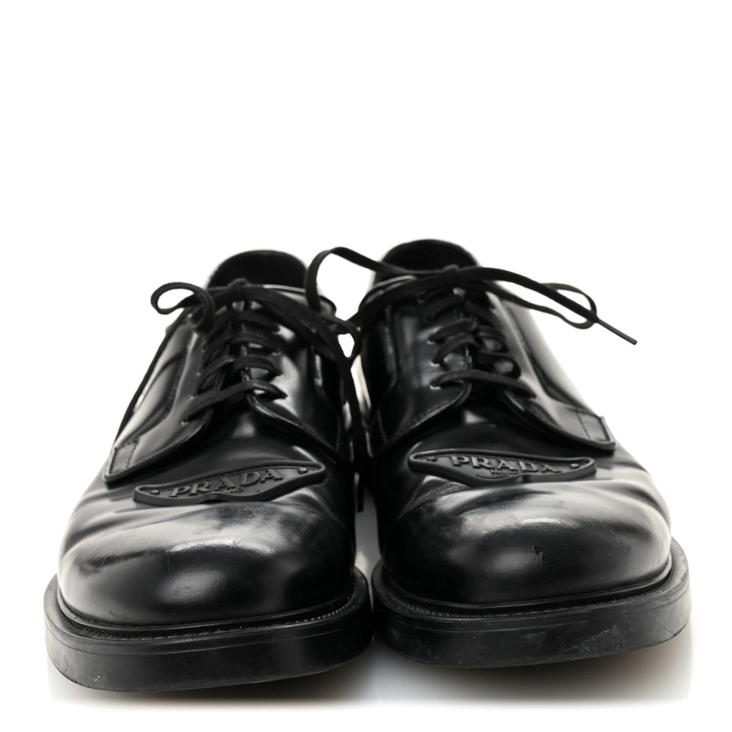 SPAZZOLATO TRIANGLE MENS DERBY LOAFERS BLACK