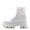 KNIT RUBBER TRIANGLE LOGO MONOLITH 55MM ANKLE BOOTS BIANCO
