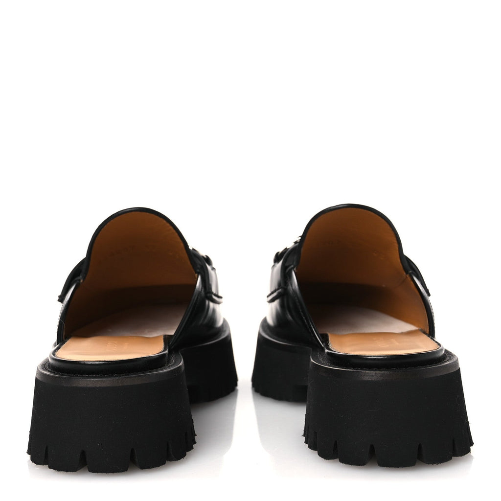 CORDOVAN LUX WOMENS SYLKE HORSEBIT PLATFORM MULES BLACK