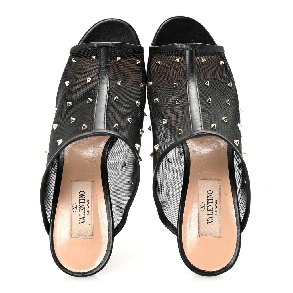 CALFSKIN MESH ROCKSTUD MULE BLACK