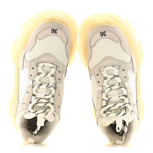 FABRIC MESH CLEAR SOLE WOMENS TRIPLE S SNEAKERS HONEYCOMB WHITE