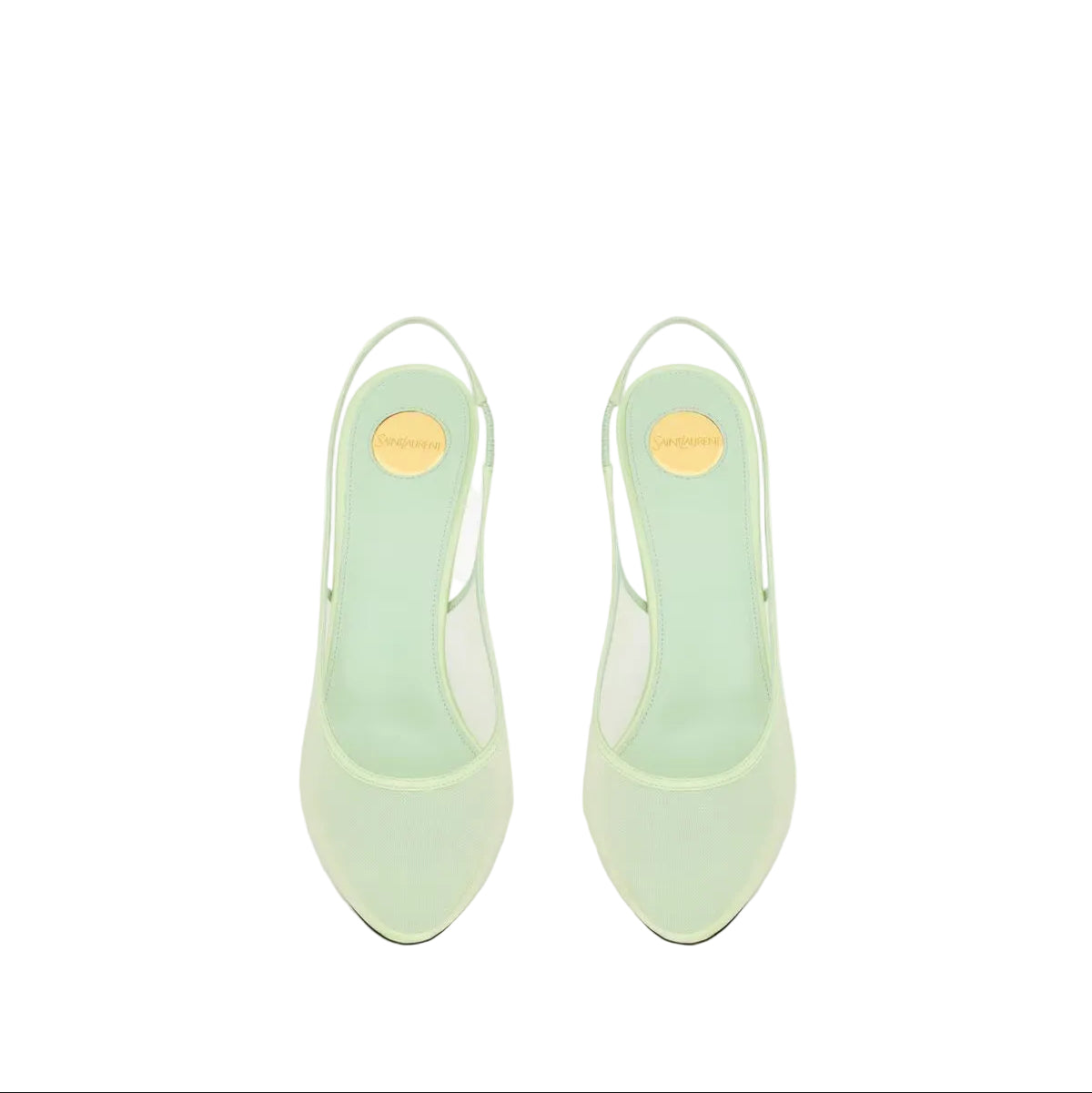 YSL ANITA SLINGBACK PUMPS IN MESH VERT PASTEL