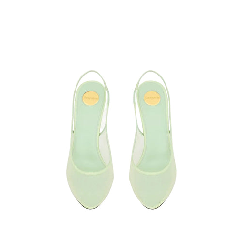 YSL ANITA SLINGBACK PUMPS IN MESH VERT PASTEL