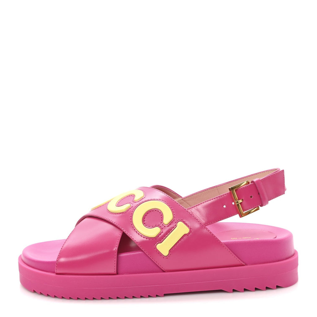 CALFSKIN ELIZABETH NAPPA CHARLOTTE LOGO SLINGBACK SANDALS FANCY FUCHSIA