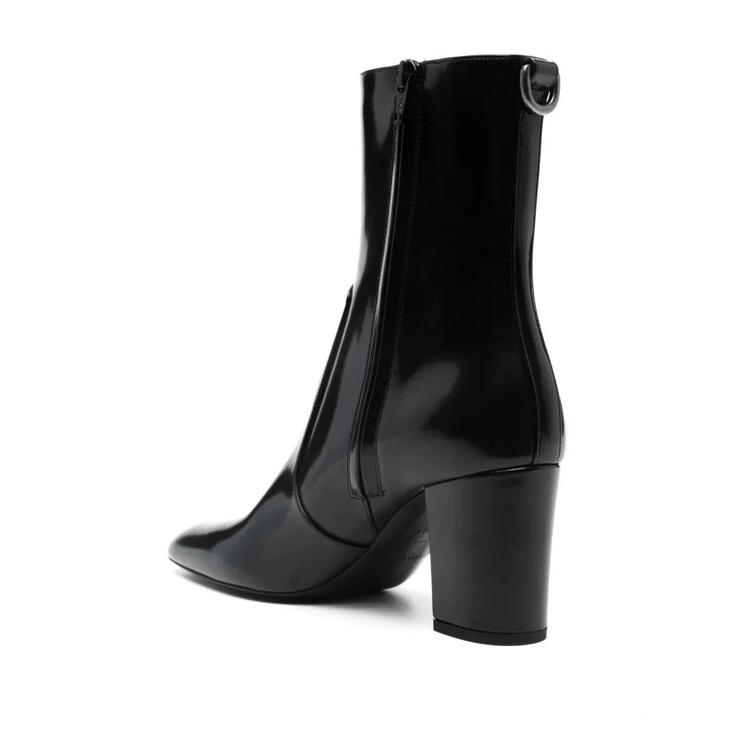 Saint Laurent 70mm Buckle-Detail Calf-Leather Boots - Black