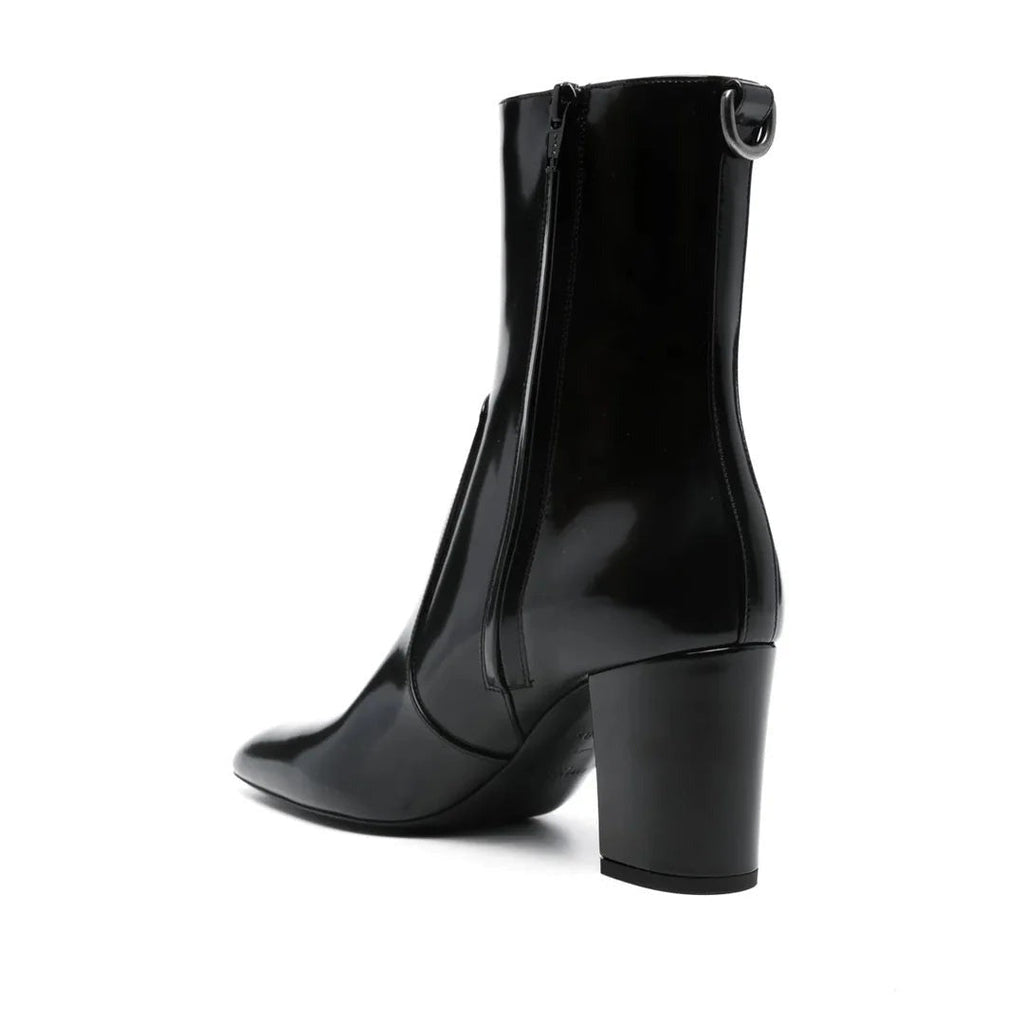 Saint Laurent Platform Block-Heel Lambskin Boots - Black