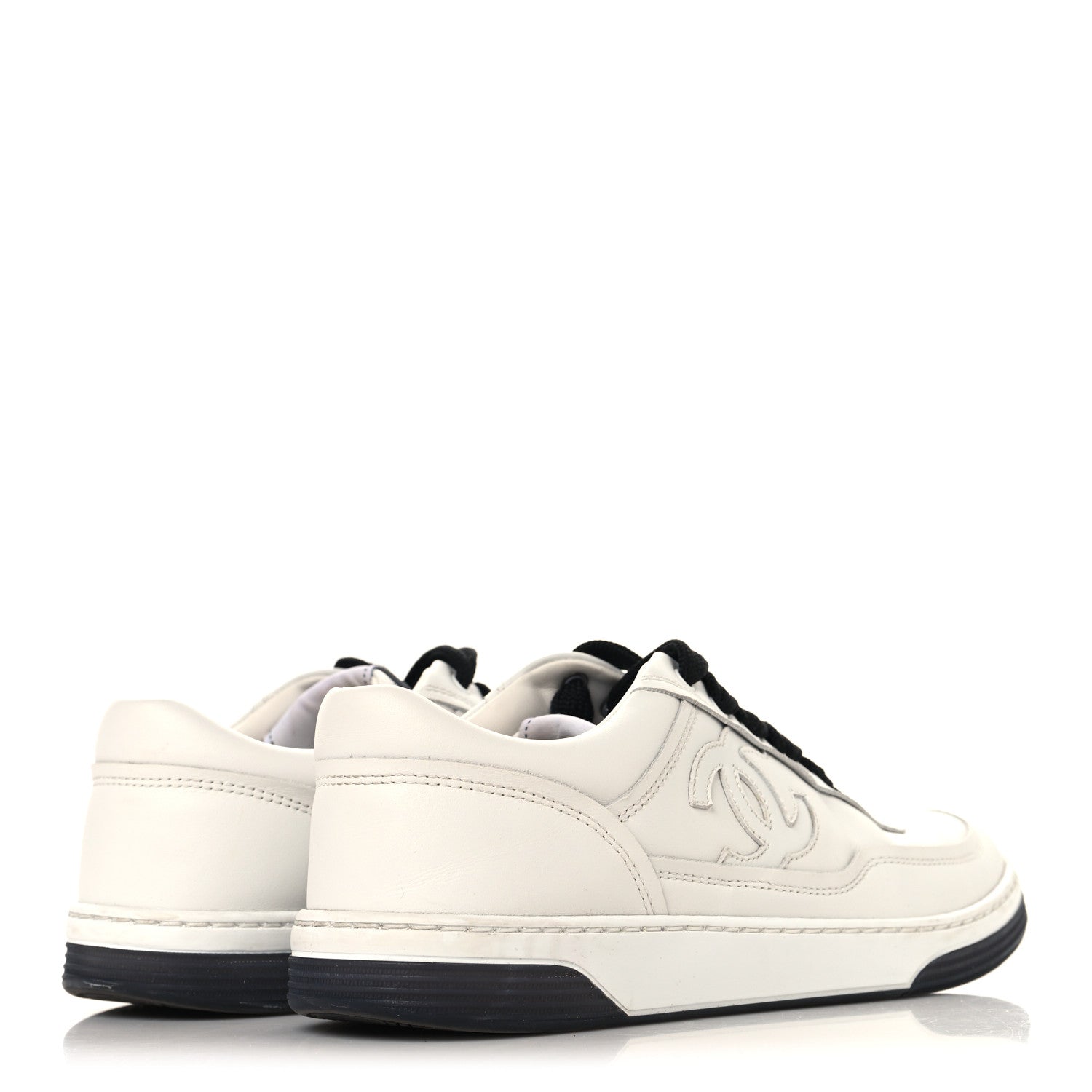 CALFSKIN CC WOMENS SNEAKERS WHITE BLACK