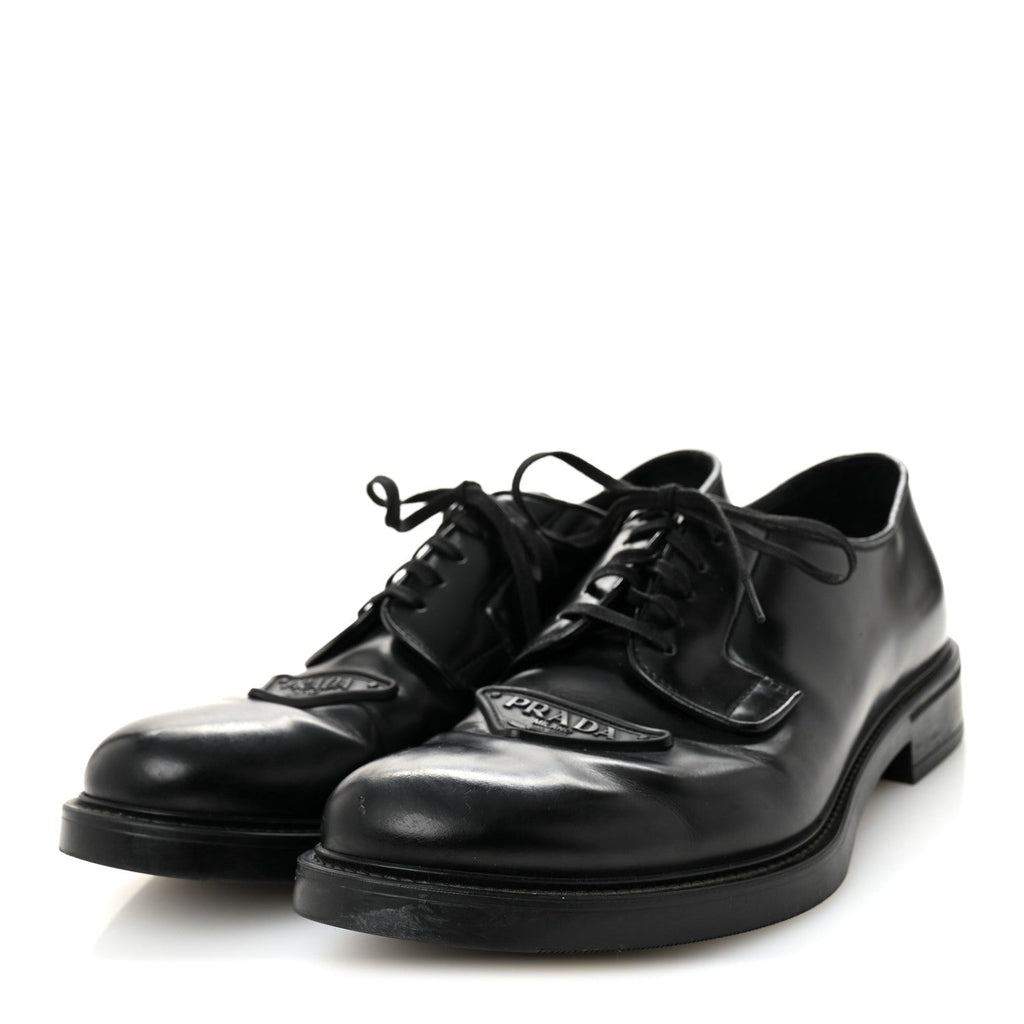 SPAZZOLATO TRIANGLE MENS DERBY LOAFERS BLACK