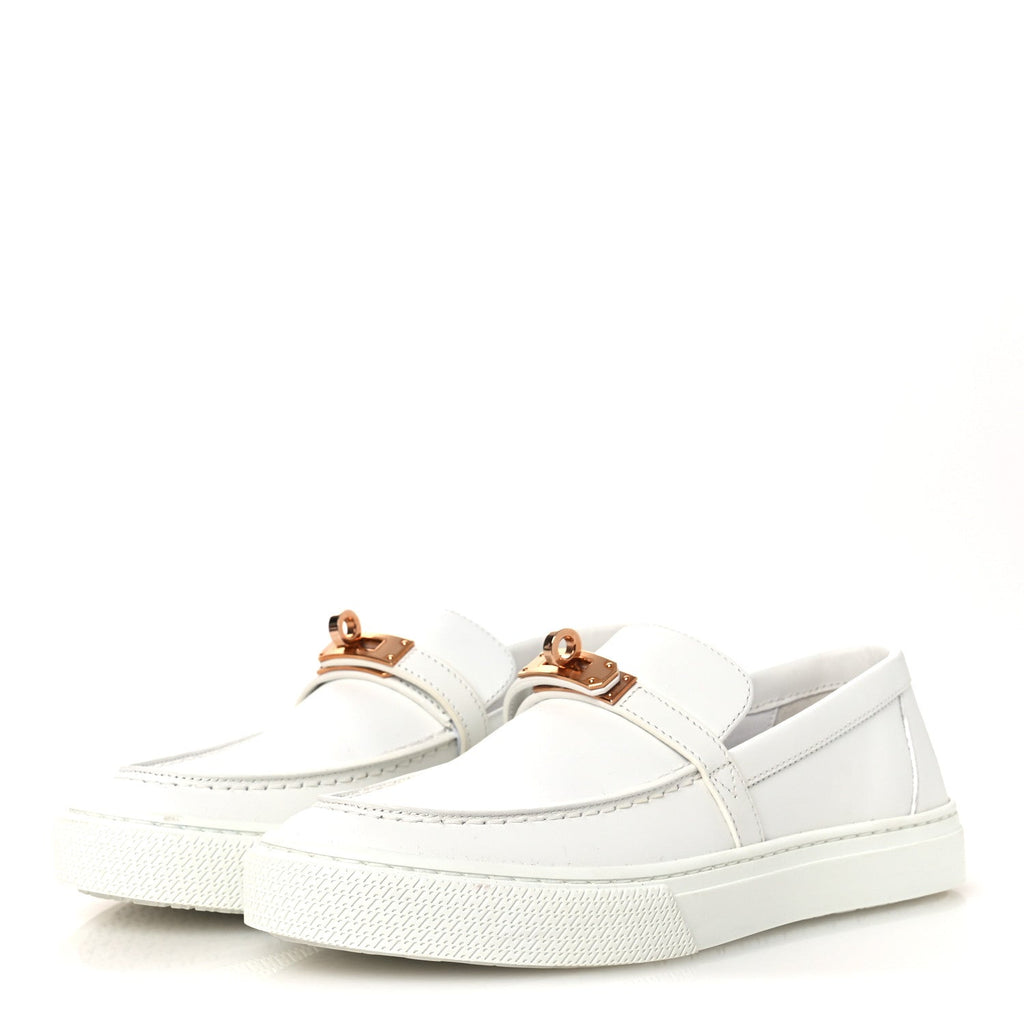 CALFSKIN GAME SLIP ON SNEAKERS WHITE