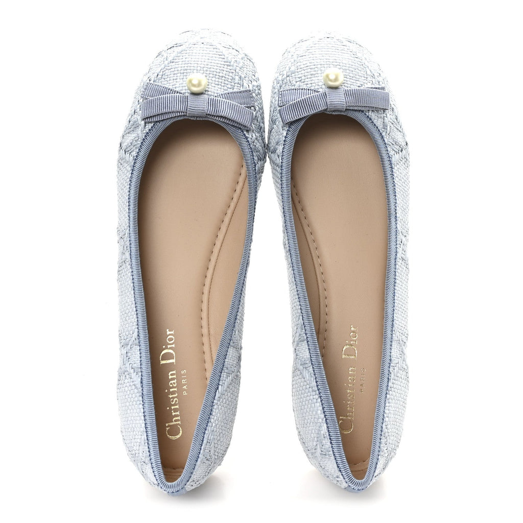 RAFFIA CANNAGE BALLET FLAT BLEU PASTEL