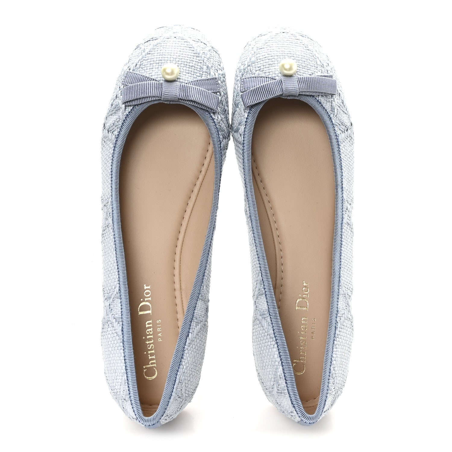 RAFFIA CANNAGE BALLET FLAT BLEU PASTEL