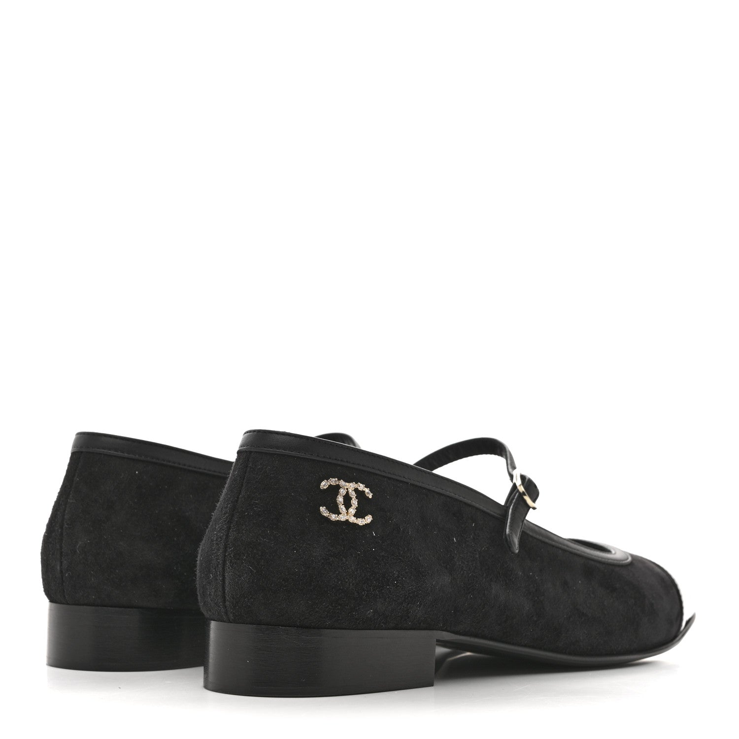 SUEDE KIDSKIN LAMBSKIN PATENT CALFSKIN CAP TOE CC MARY JANE FLATS BLACK