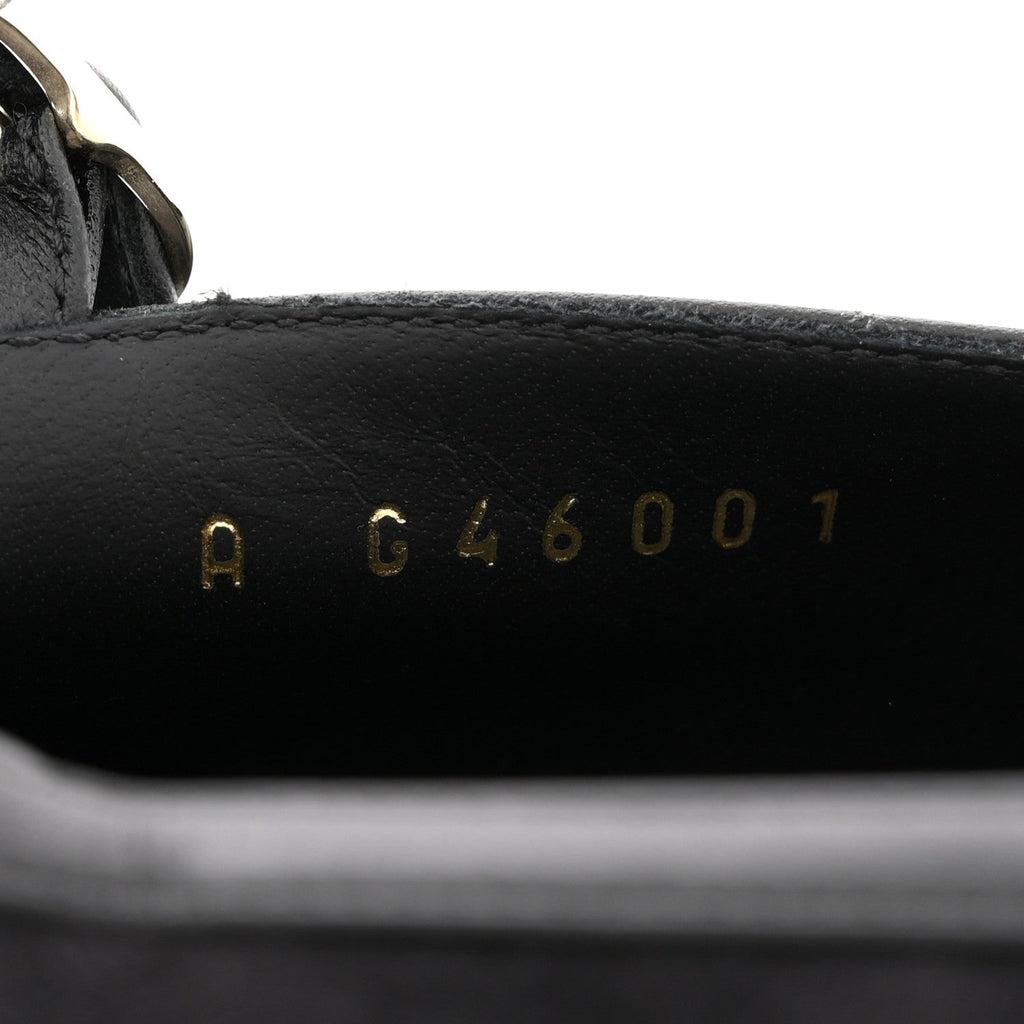 SUEDE KIDSKIN LAMBSKIN PATENT CALFSKIN CRYSTAL CC CAP TOE FLATS BLACK