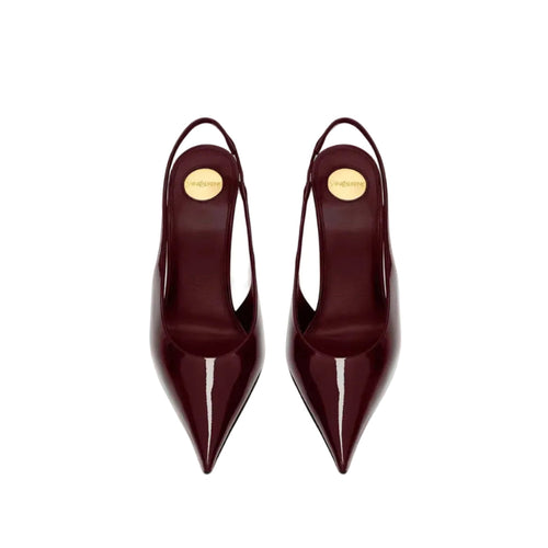 YSL P.A.R.I.S SLINGBACK PUMPS IN LEATHER MARRON GLACE