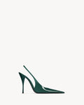 YSL P.A.R.I.S SLINGBACK PUMPS IN LEATHER FOREST GREEN
