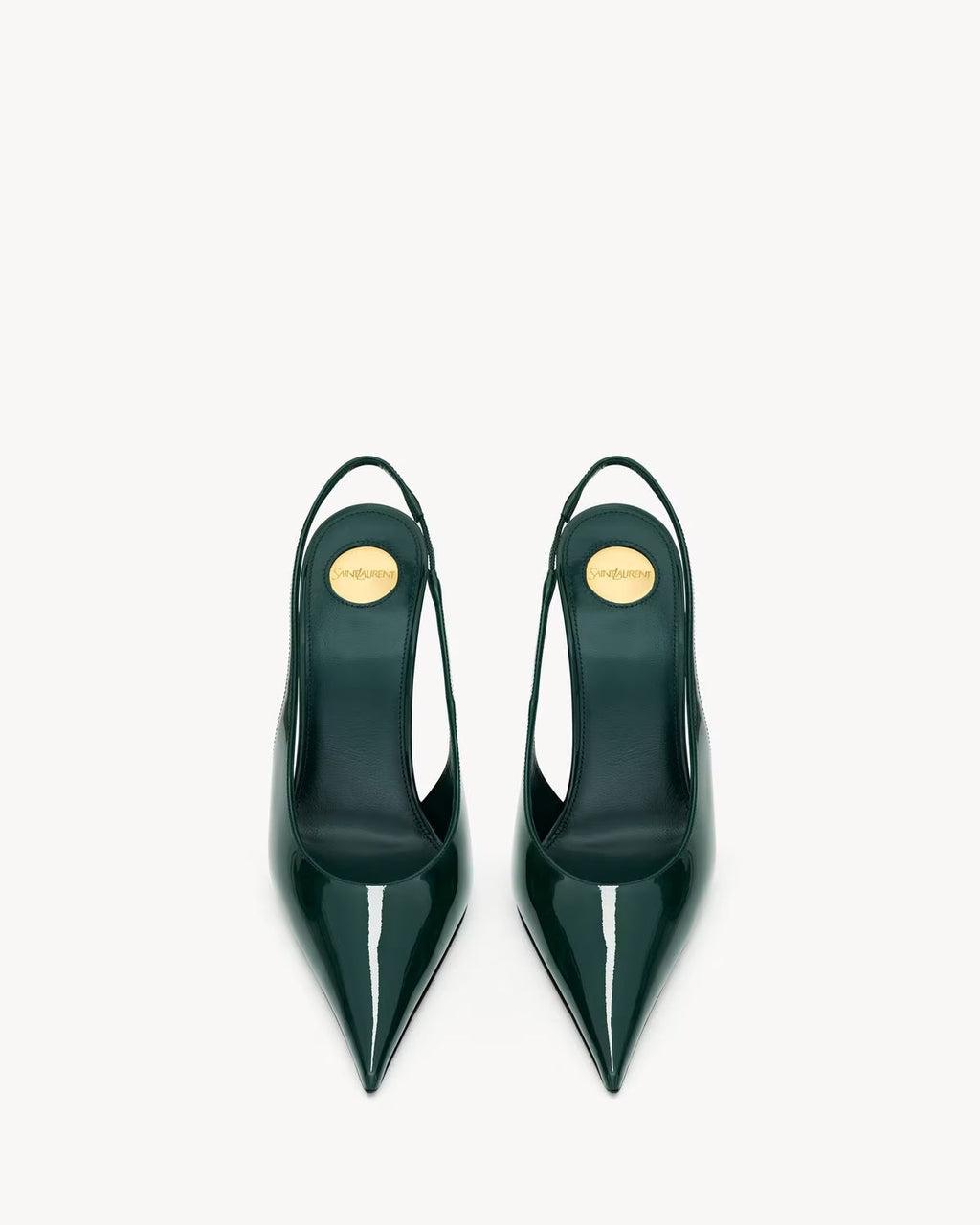 YSL P.A.R.I.S SLINGBACK PUMPS IN LEATHER FOREST GREEN