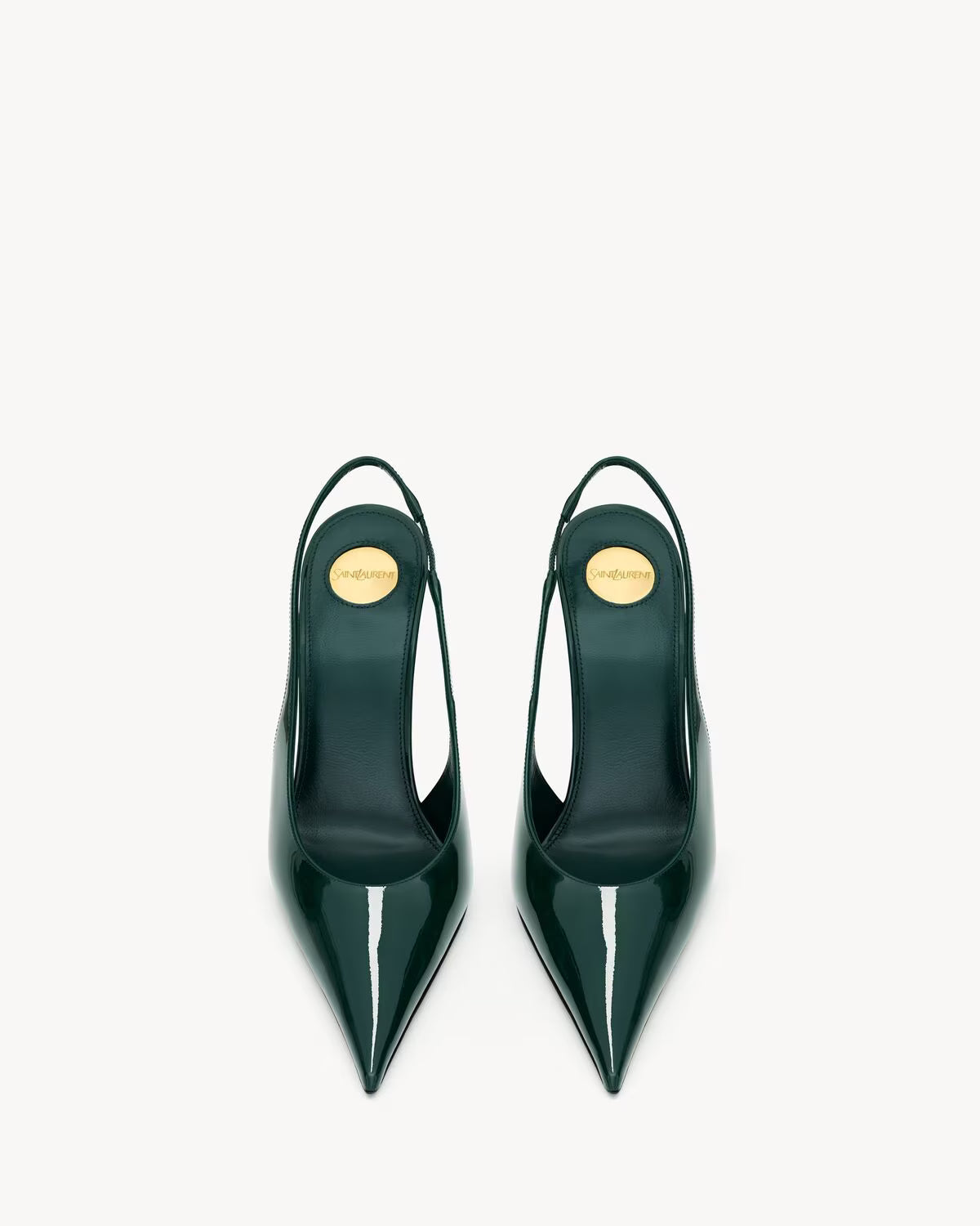 YSL P.A.R.I.S SLINGBACK PUMPS IN LEATHER FOREST GREEN