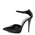PATENT ANJA 105 ANKLE STRAP POINTED PUMPS BLACK